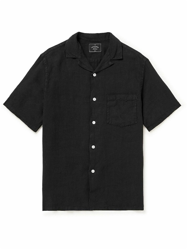 Photo: Portuguese Flannel - Camp-Collar Linen Shirt - Black