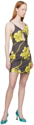 WYNN HAMLYN Brown Marcus Watson Zoe Seersucker Minidress