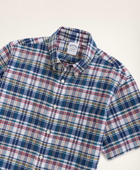 Brooks Brothers Men's Regent Regular-Fit Sport Shirt, Short-Sleeve Madras | Teal