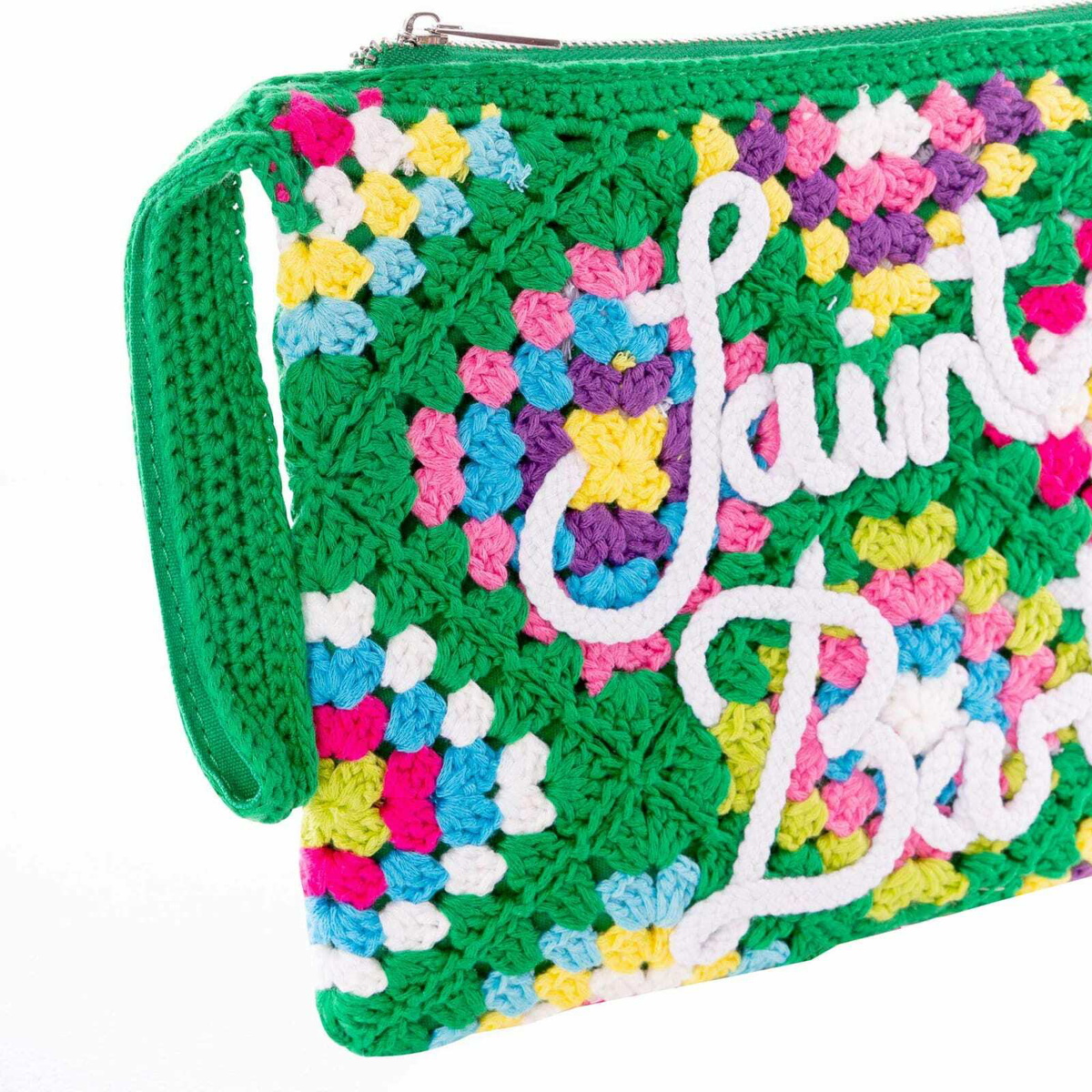 MC2 Saint Barth Parisienne Green Crochet Pouch Bag With Saint Barth
