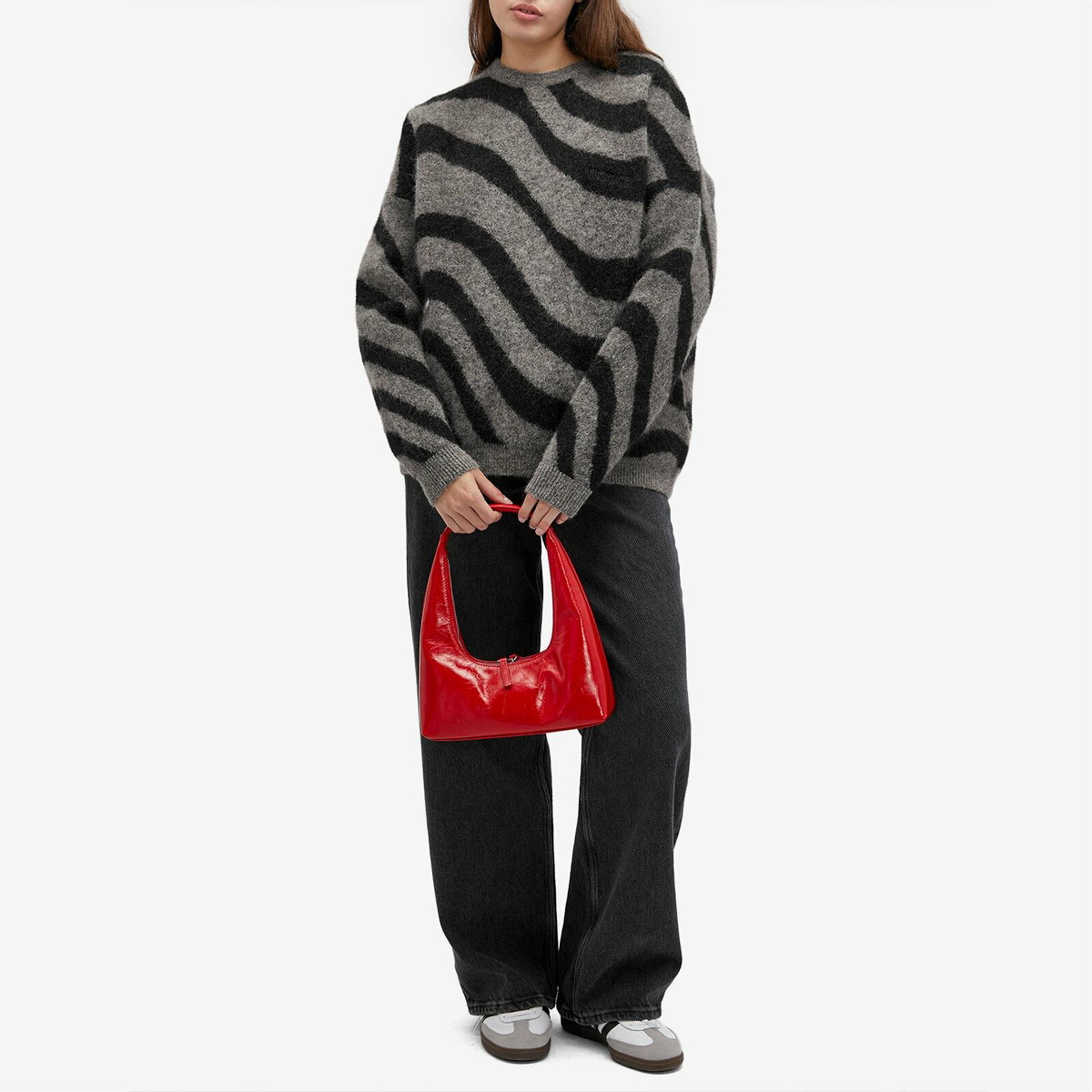 Fiorucci Women's Black Candy Stripe Mohair Sweater in Black