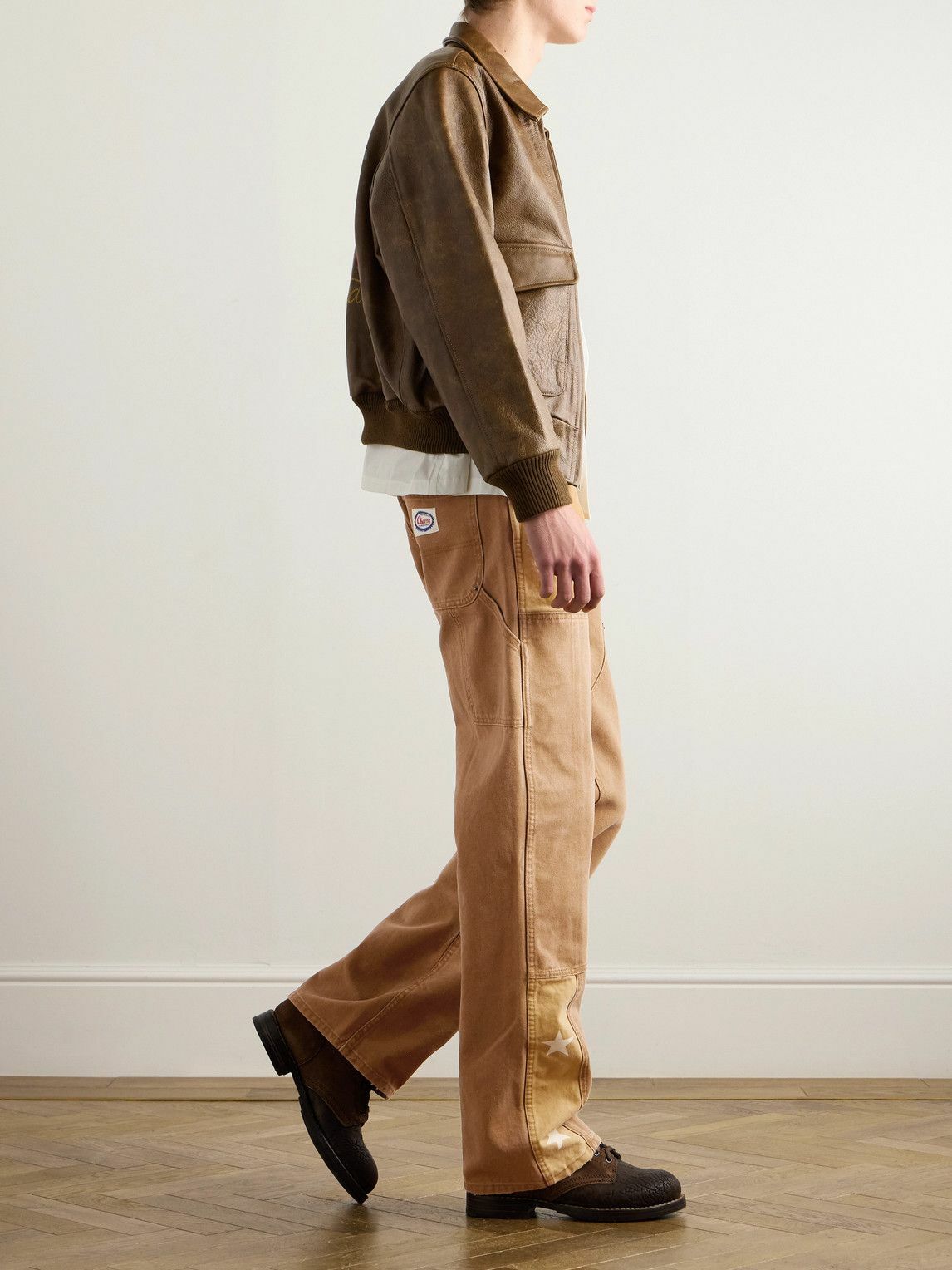 Cherry Los Angeles - Straight-Leg Panelled Printed Cotton-Canvas Trousers - Brown