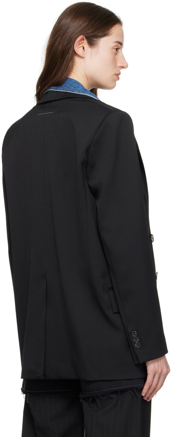 MAISON MARGIELA★素敵！Layered silk-ette blazer Maison Martin Margiela Black Tuxedo Suit Jacket Blazer with