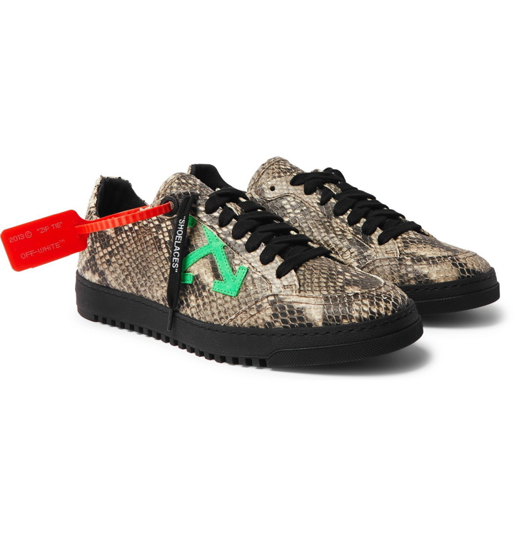 Photo: Off-White - 2.0 Suede-Trimmed Snake Effect-Leather Sneakers - Animal print