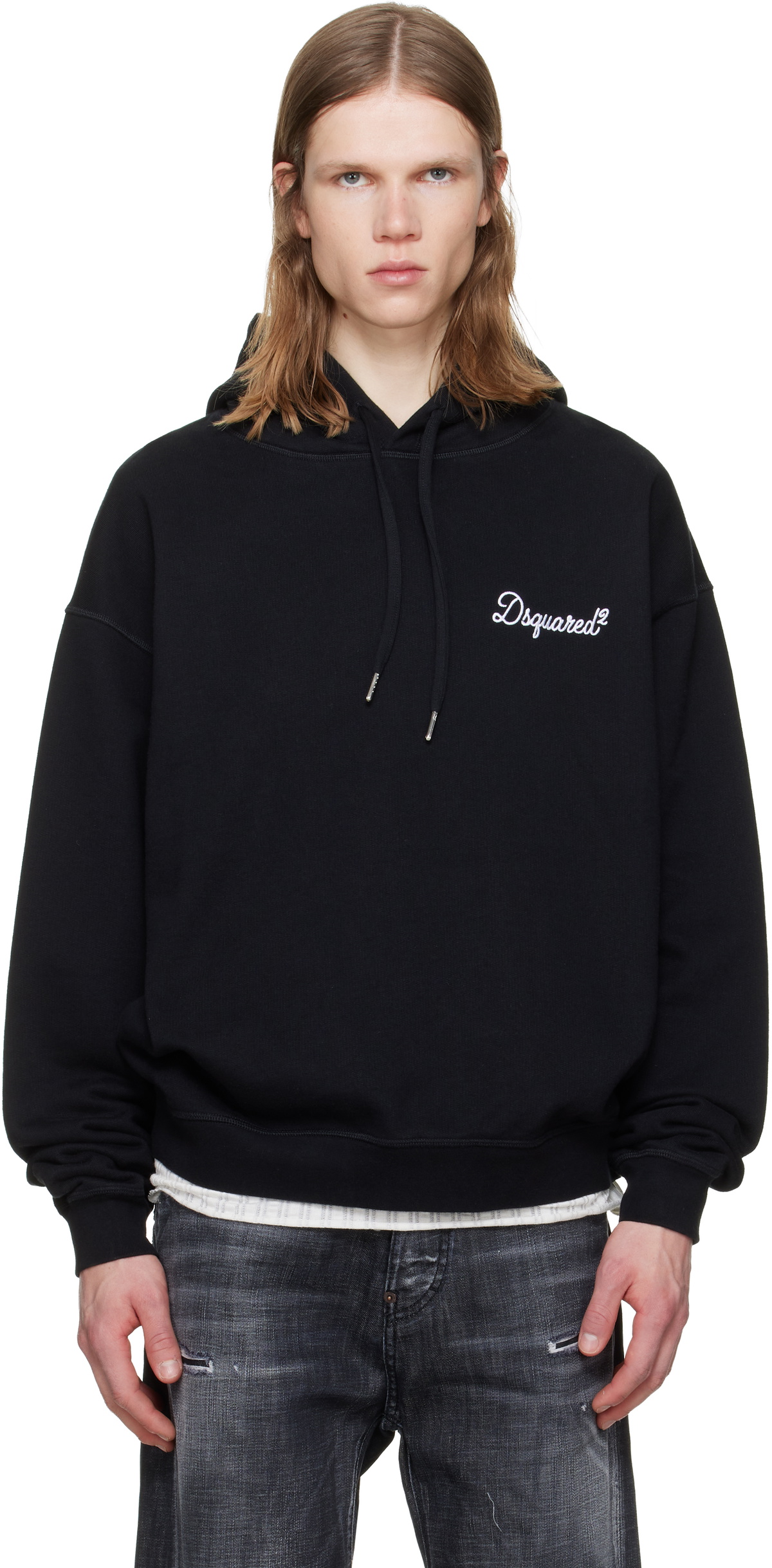Dsquared2 Navy Dsquared2 Logo Boyfriend Fit Zipped Hoodie Dsquared2