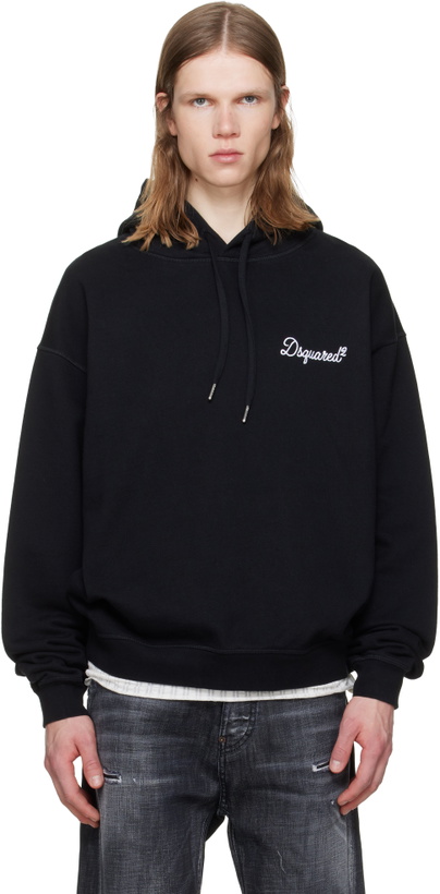 Photo: Dsquared2 Black D2 Signature Relax Fit Hoodie