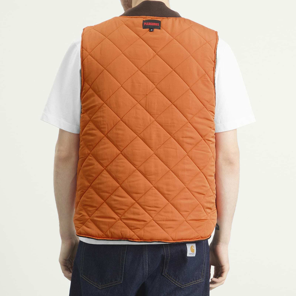 Pleasures Men's Horns Denim Vest in Brown Plaid