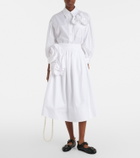 Simone Rocha Floral-appliqué cotton poplin midi skirt