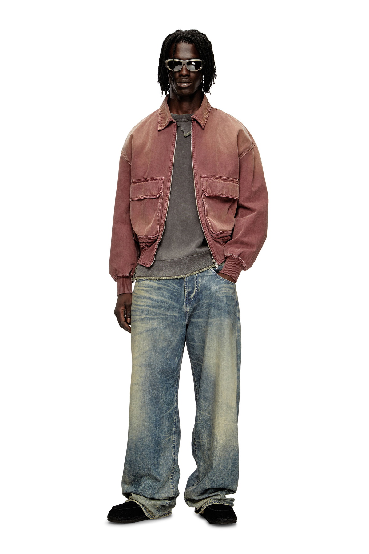 Diesel Jacket in coloured herringbone denim - Denim Jackets - Unisex - Brown