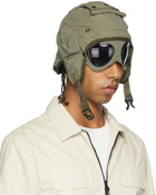 C.P. Company Khaki Flatt Aviator Goggle Hat