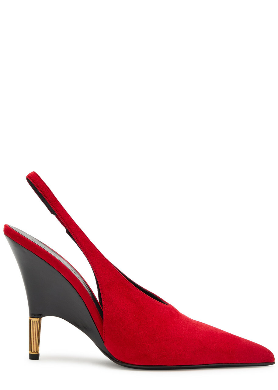 Khaite Bella 100 18kt Gold-plated Suede Slingback Pumps