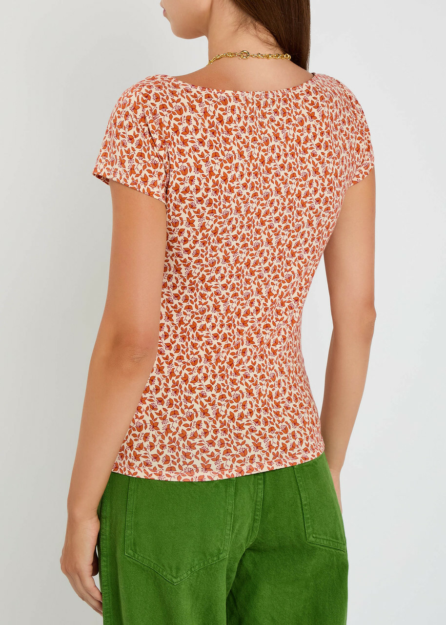 Reformation Floral-print Stretch-jersey top Red