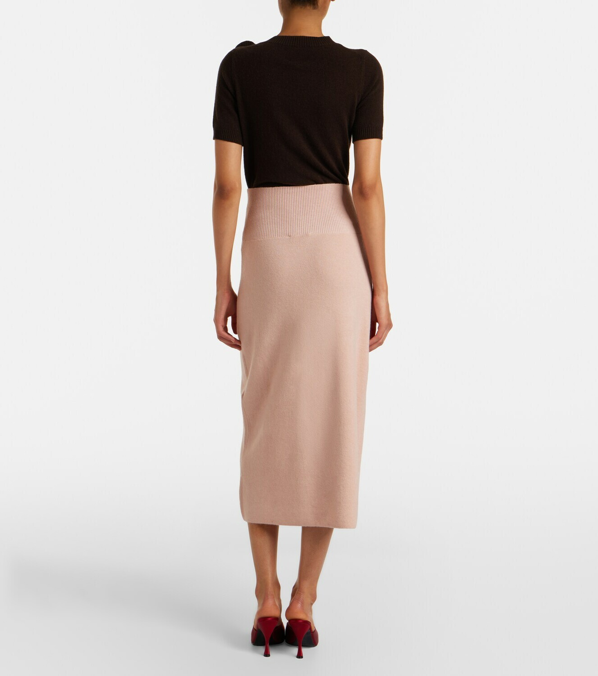 Erdem Floral-appliqué knitted midi skirt