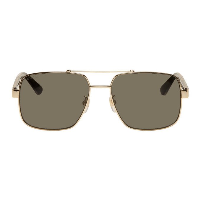 Photo: Gucci Gold Metal Double Bridge Sunglasses