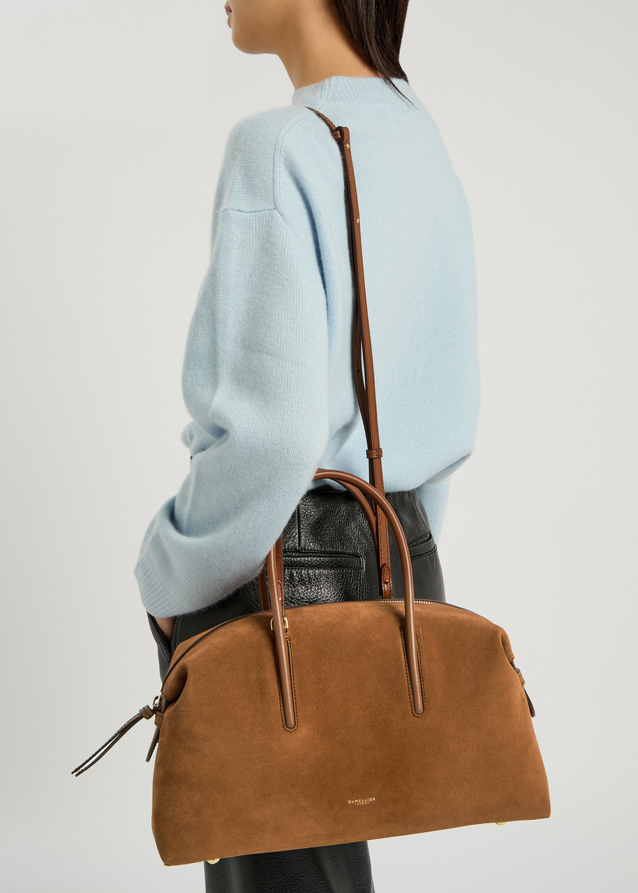 Demellier The Stockholm Midi Suede top Handle bag - Tan - One Size