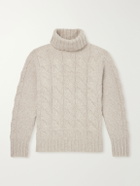 N.PEAL - Cashmere Cable-Knit Rollneck Sweater - Neutrals