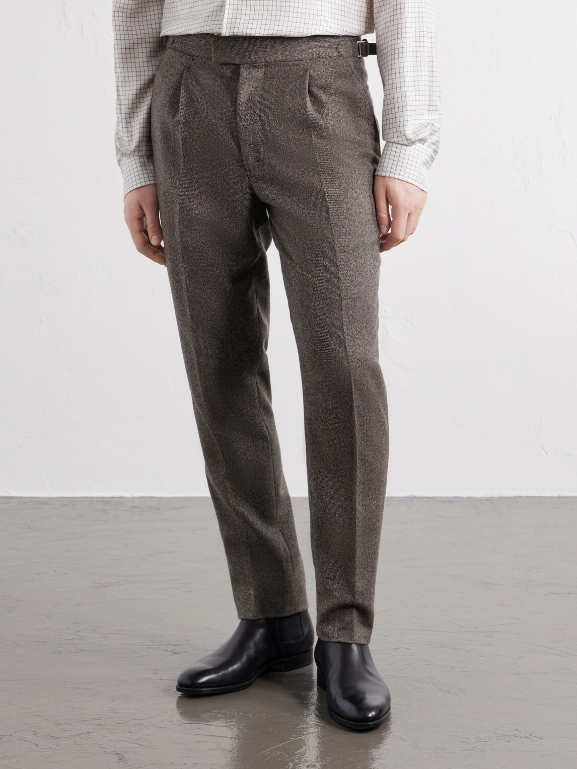 Zegna - Tapered Herringbone Wool and Cashmere-Blend Trousers - Brown