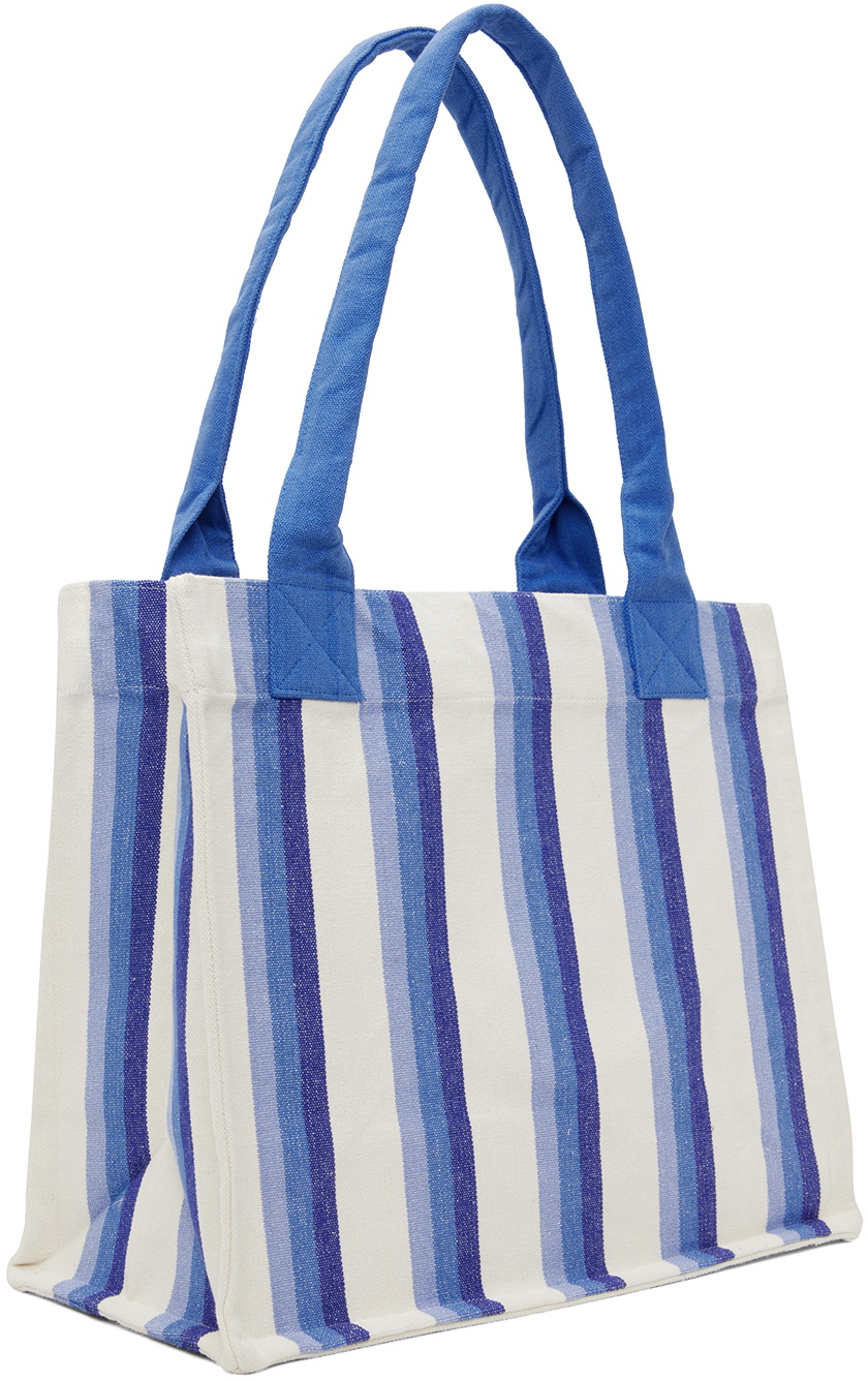 GANNI Blue Large Striped Canvas Tote GANNI
