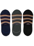 Paul Smith - Three-Pack Striped Organic Cotton-Blend No-Show Socks