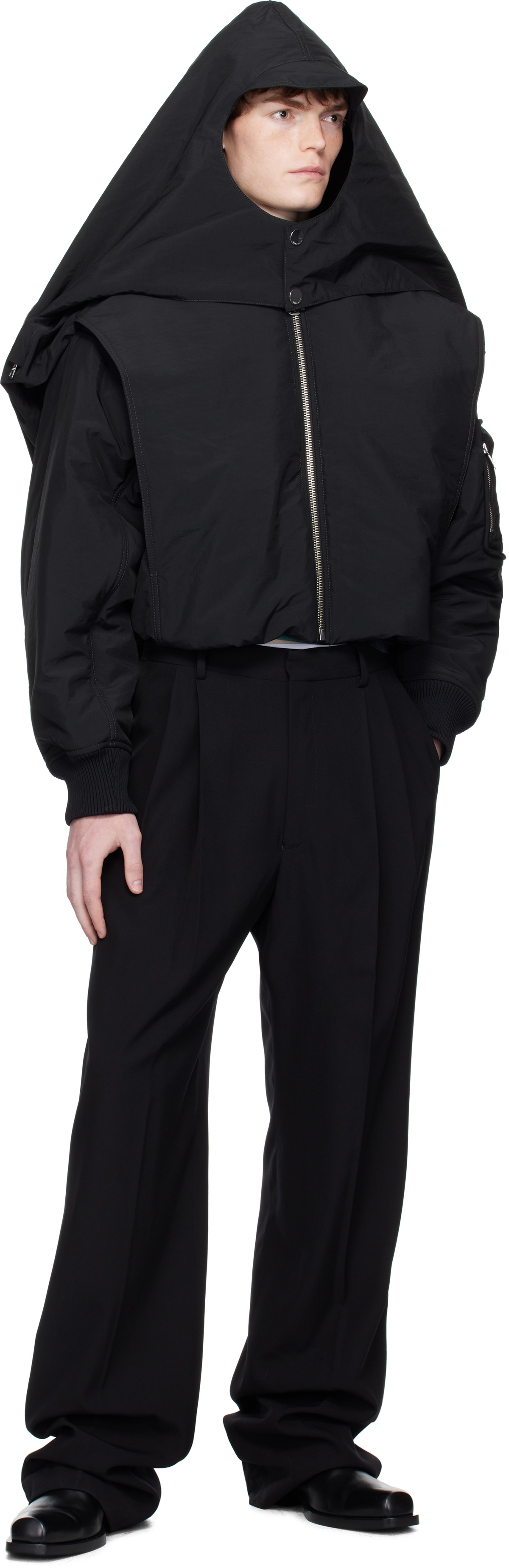 Jean Paul Gaultier Black 'The Hooded' Bomber Jacket