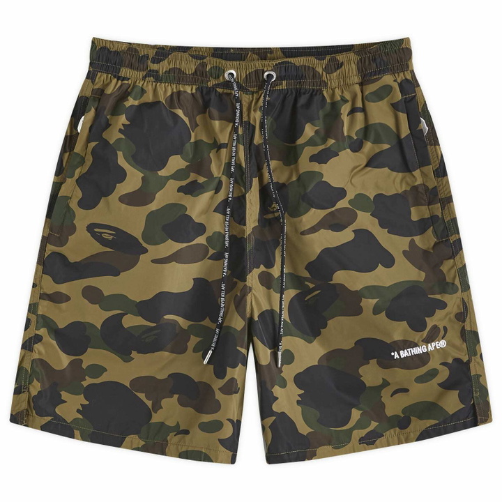 Photo: A Bathing Ape Men's 1st Camo Nylon Beach Short in Green