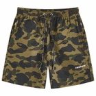 A Bathing Ape Men's 1st Camo Nylon Beach Short in Green