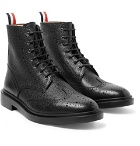 Thom Browne - Pebble-Grain Leather Wingtip Boots - Black