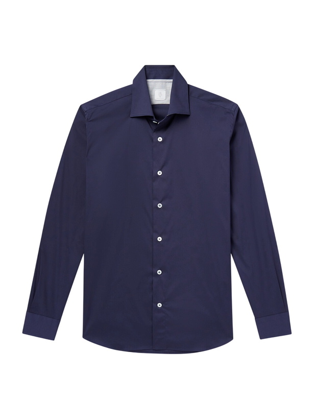 Photo: Eleventy - Cotton-Blend Shirt - Blue