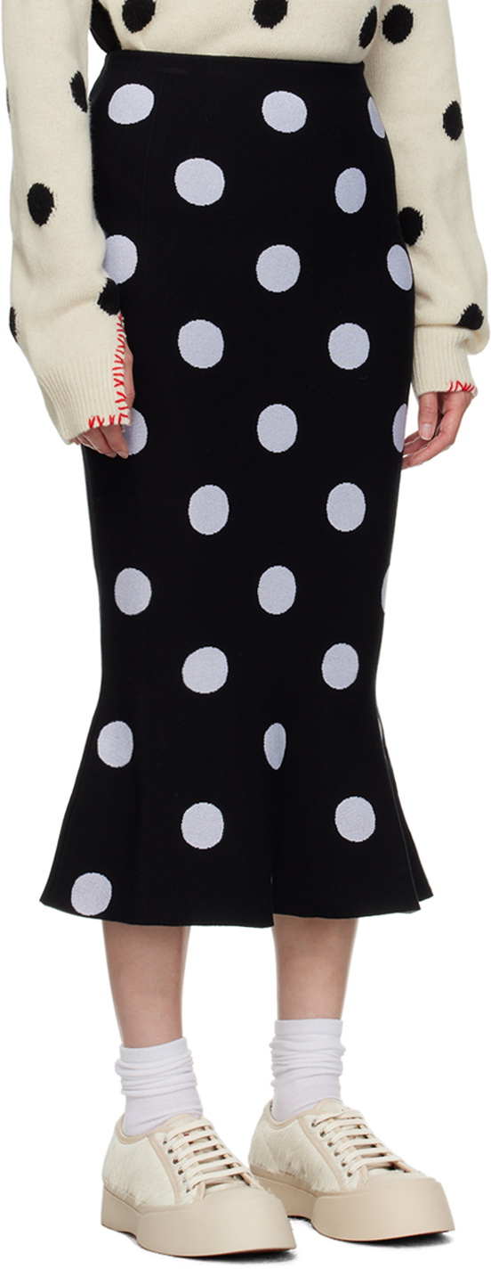 Marni Black Polka Dot Midi Skirt