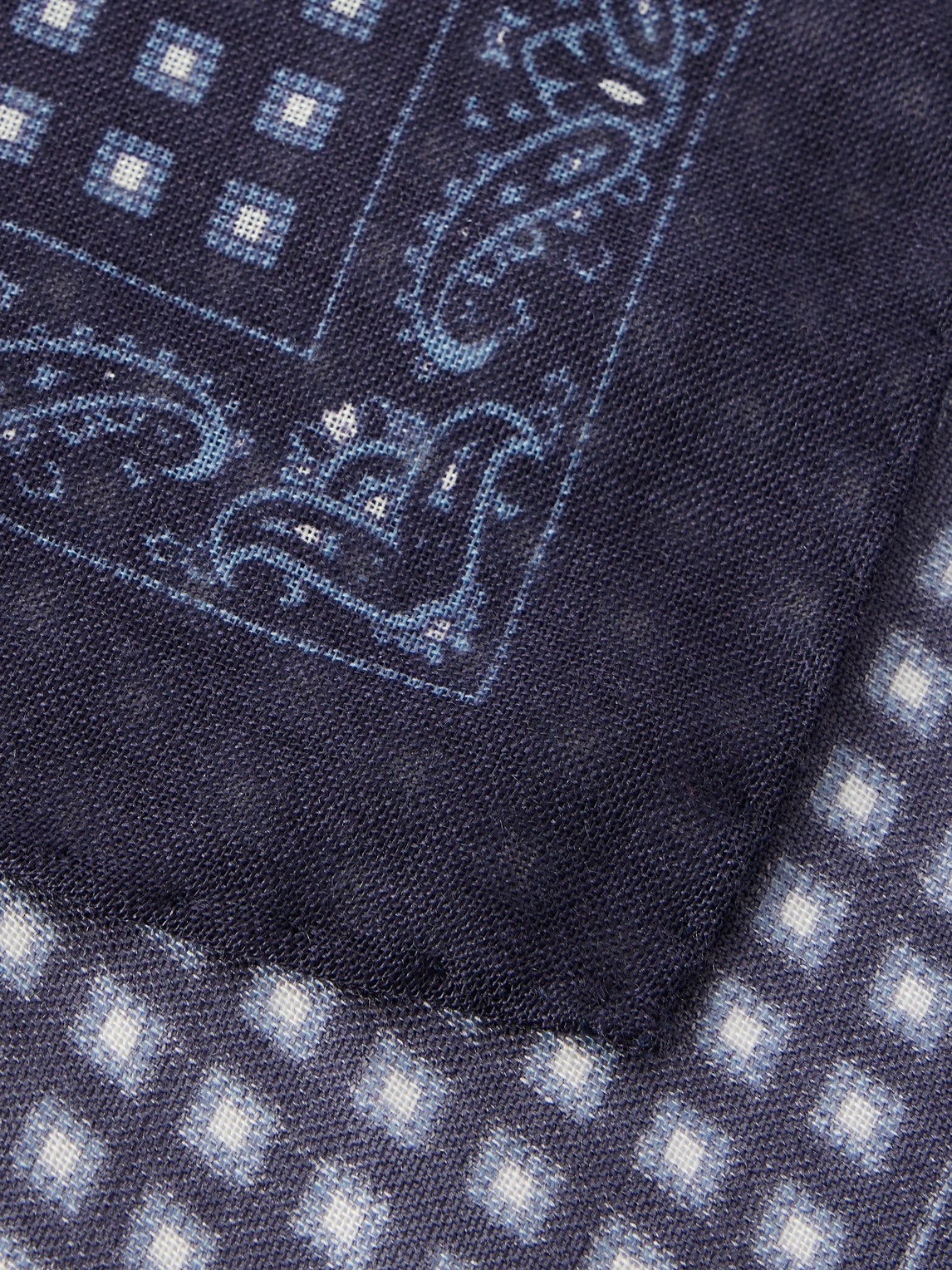Drake's - Paisley-Print Silk and Wool-Blend Challis Pocket Square - Blue