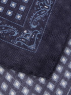 Drake's - Paisley-Print Silk and Wool-Blend Challis Pocket Square - Blue