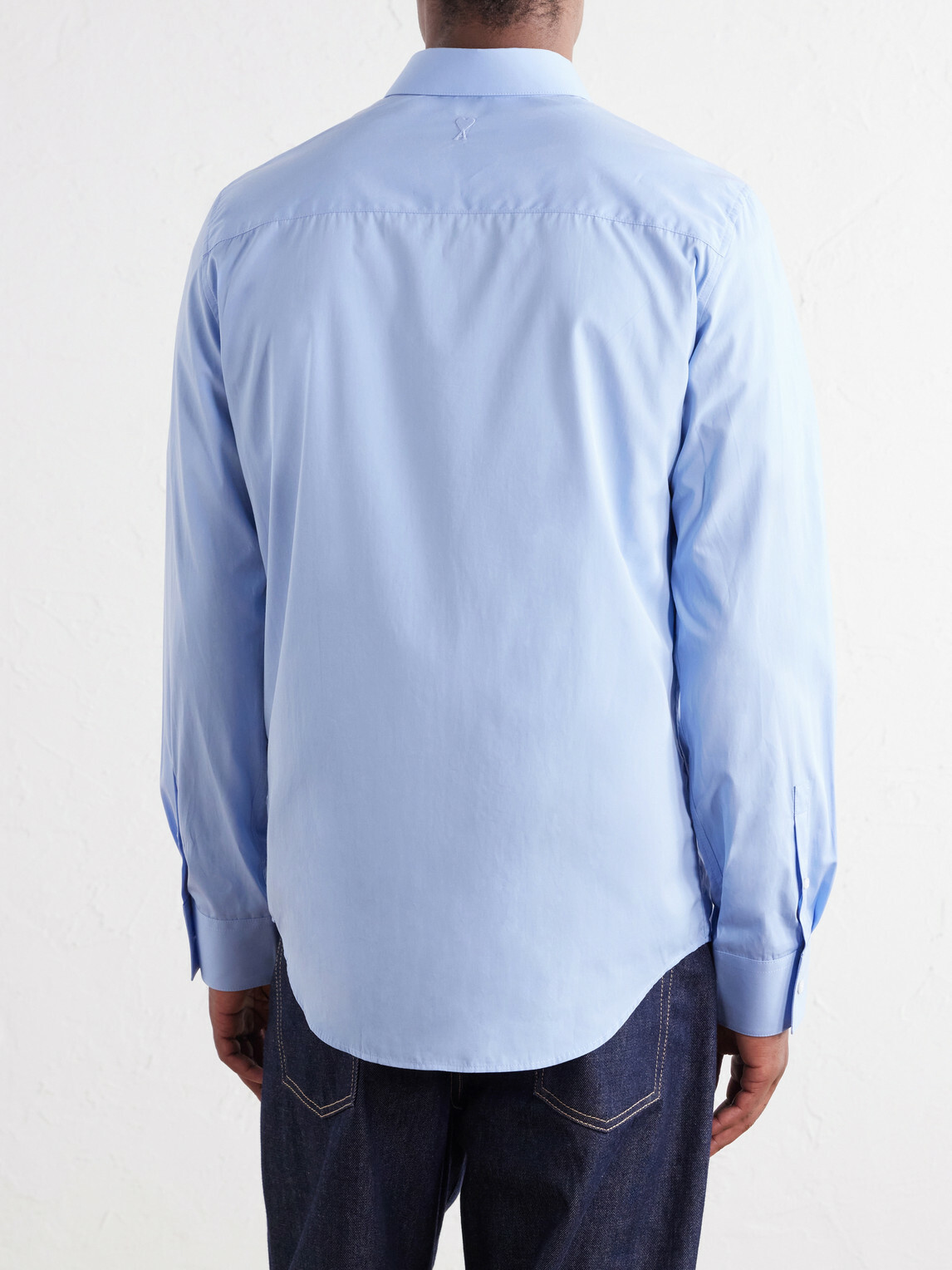 AMI PARIS - Tailor Logo-Embroidered Cotton-Poplin Shirt - Blue