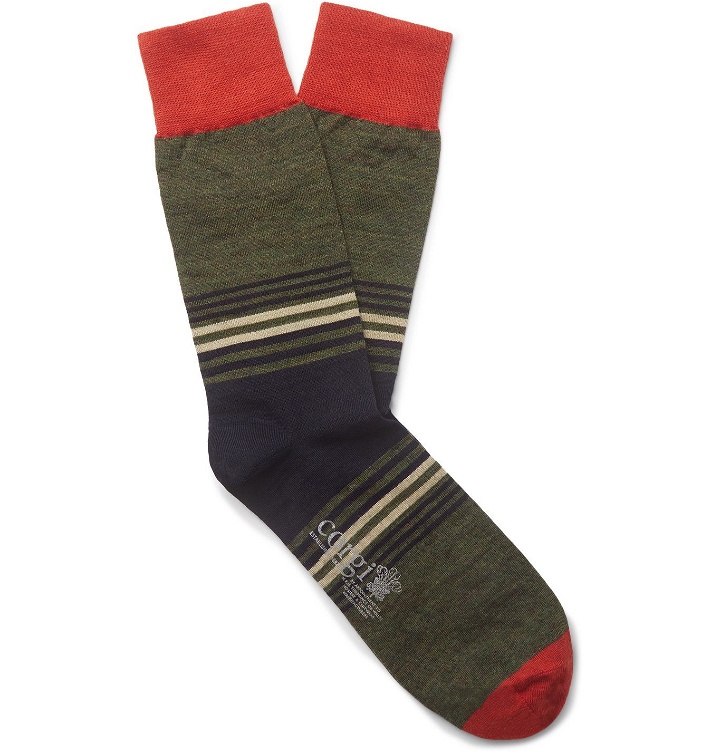 Photo: Corgi - Striped Wool-Blend Socks - Unknown