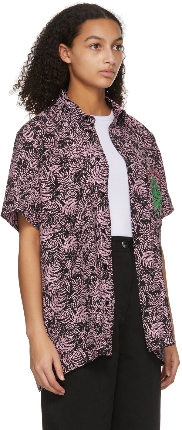 SSENSE WORKS SSENSE Exclusive Jeremy O. Harris Black & Pink Rose Bowling Shirt