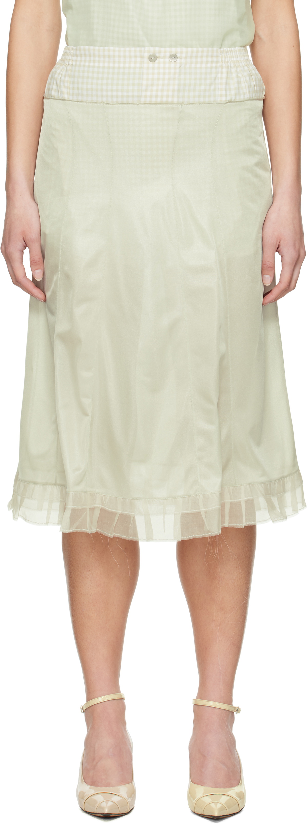 Maison Margiela Green 'Anonymity Of The Lining' Midi Skirt Maison