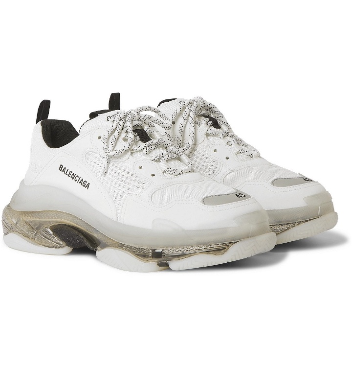 Photo: Balenciaga - Triple S Mesh and Faux Leather Sneakers - White
