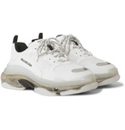 Balenciaga - Triple S Mesh and Faux Leather Sneakers - White