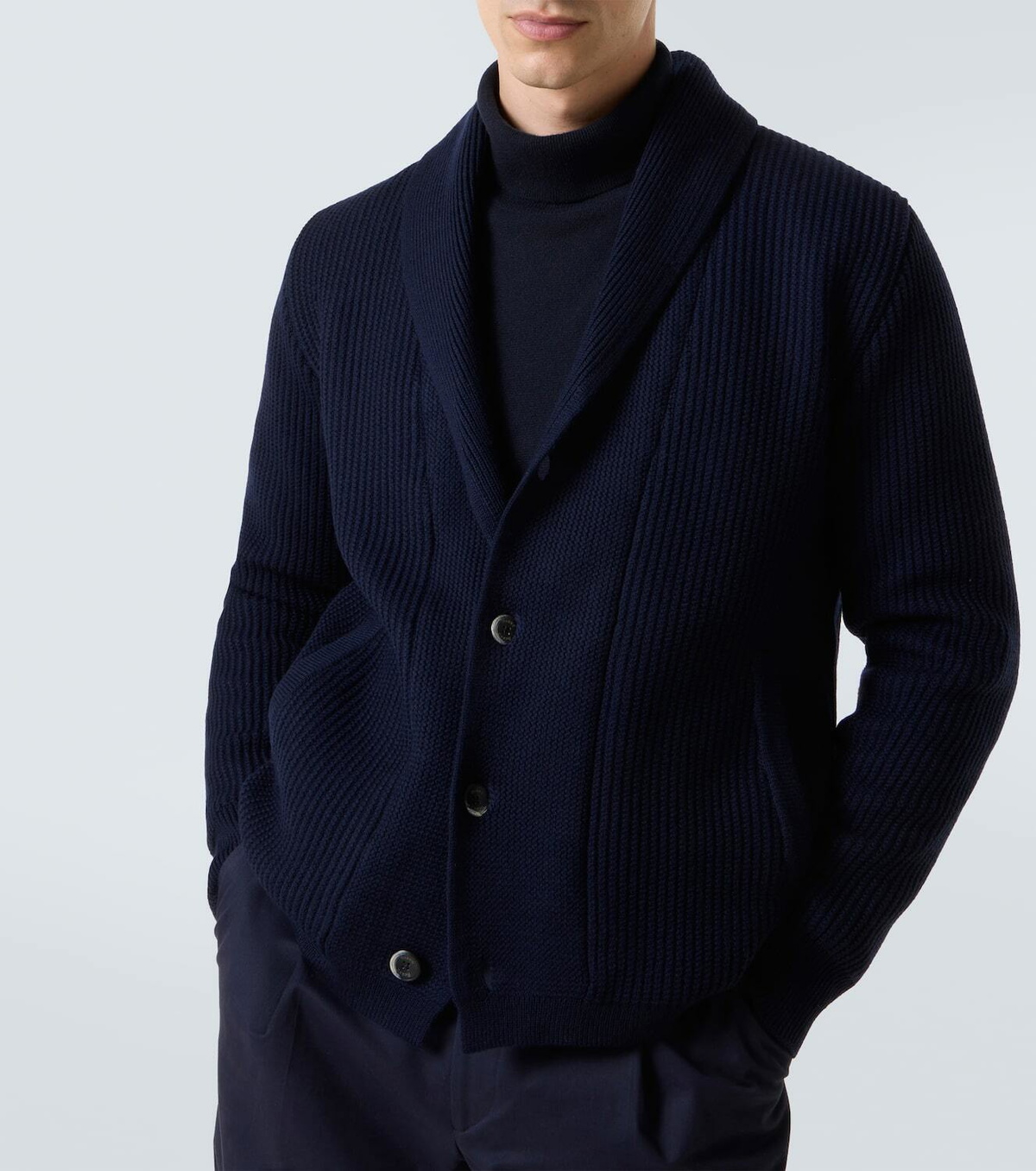 Herno Layered wool and technical cardigan