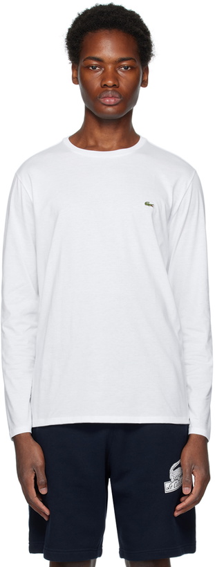 Photo: Lacoste White Crewneck Long Sleeve T-Shirt