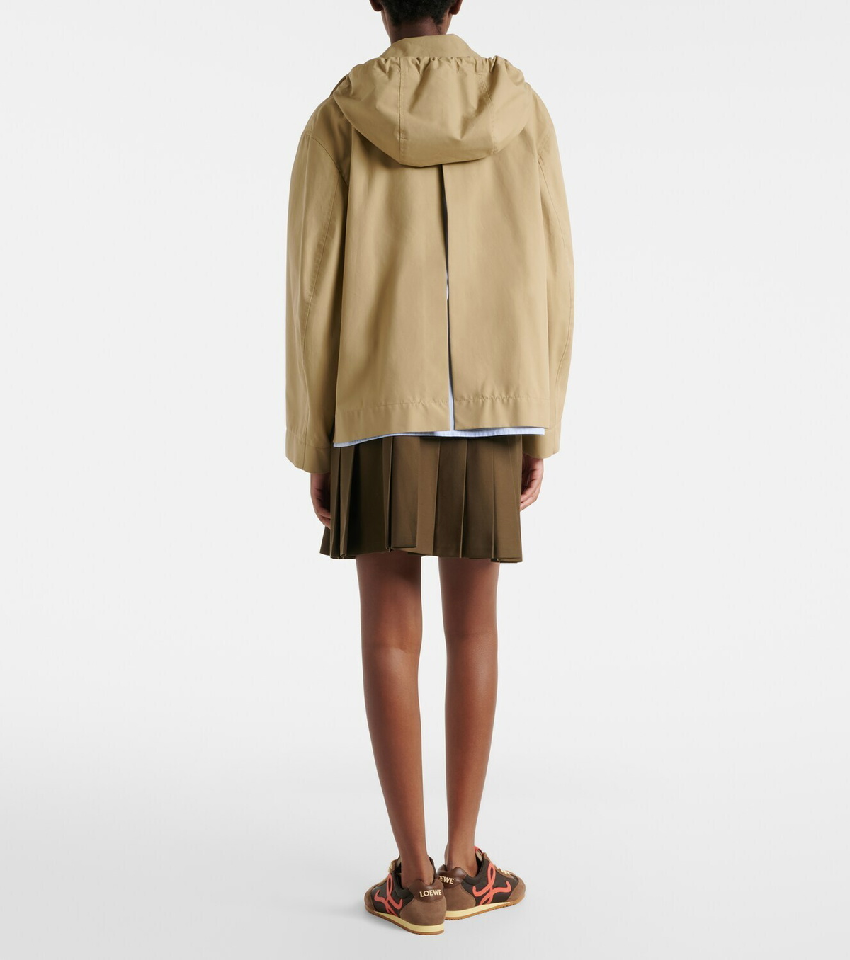 Loewe Leather-trimmed cotton-blend wrap skirt