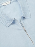 Club Monaco - Cotton-Piqué Half-Zip Polo Shirt - Blue