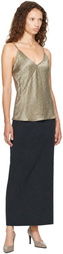 Helmut Lang Green Crinkle Slip Top