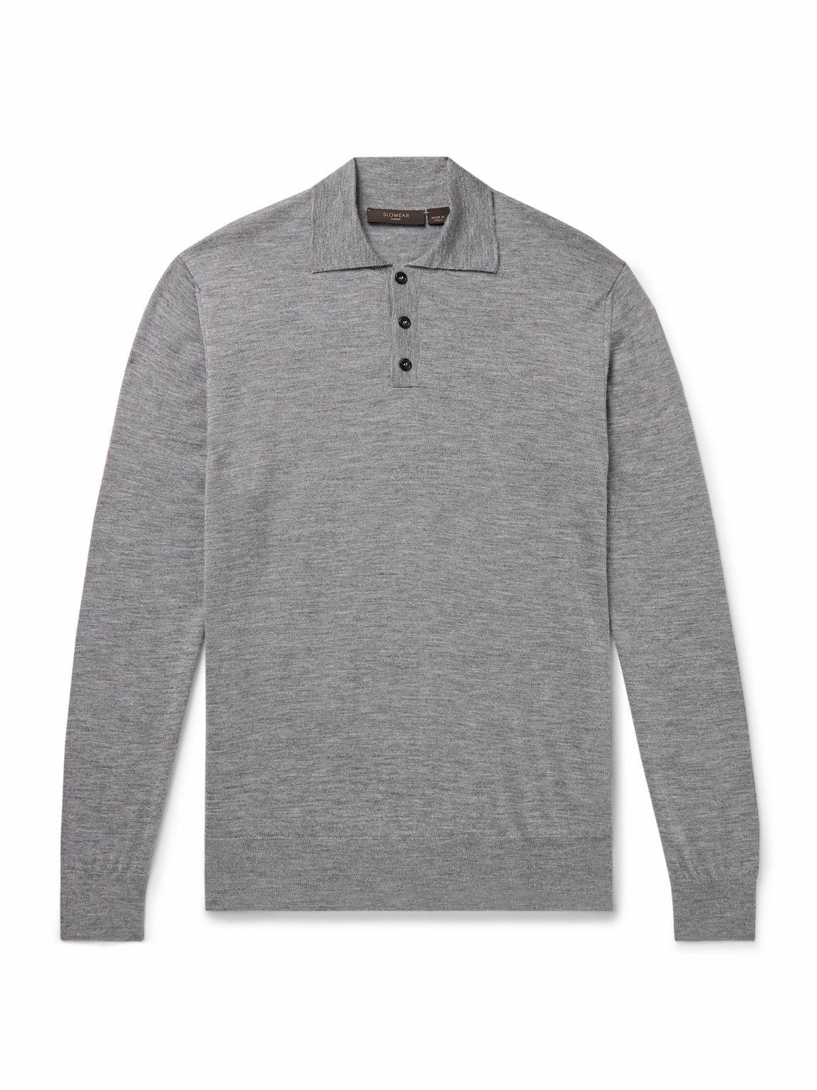 Incotex - Incotex Slim-Fit Cashmere and Silk-Blend Polo Shirt - Gray