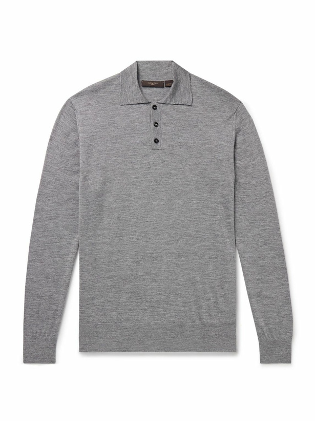 Photo: Incotex - Incotex Slim-Fit Cashmere and Silk-Blend Polo Shirt - Gray