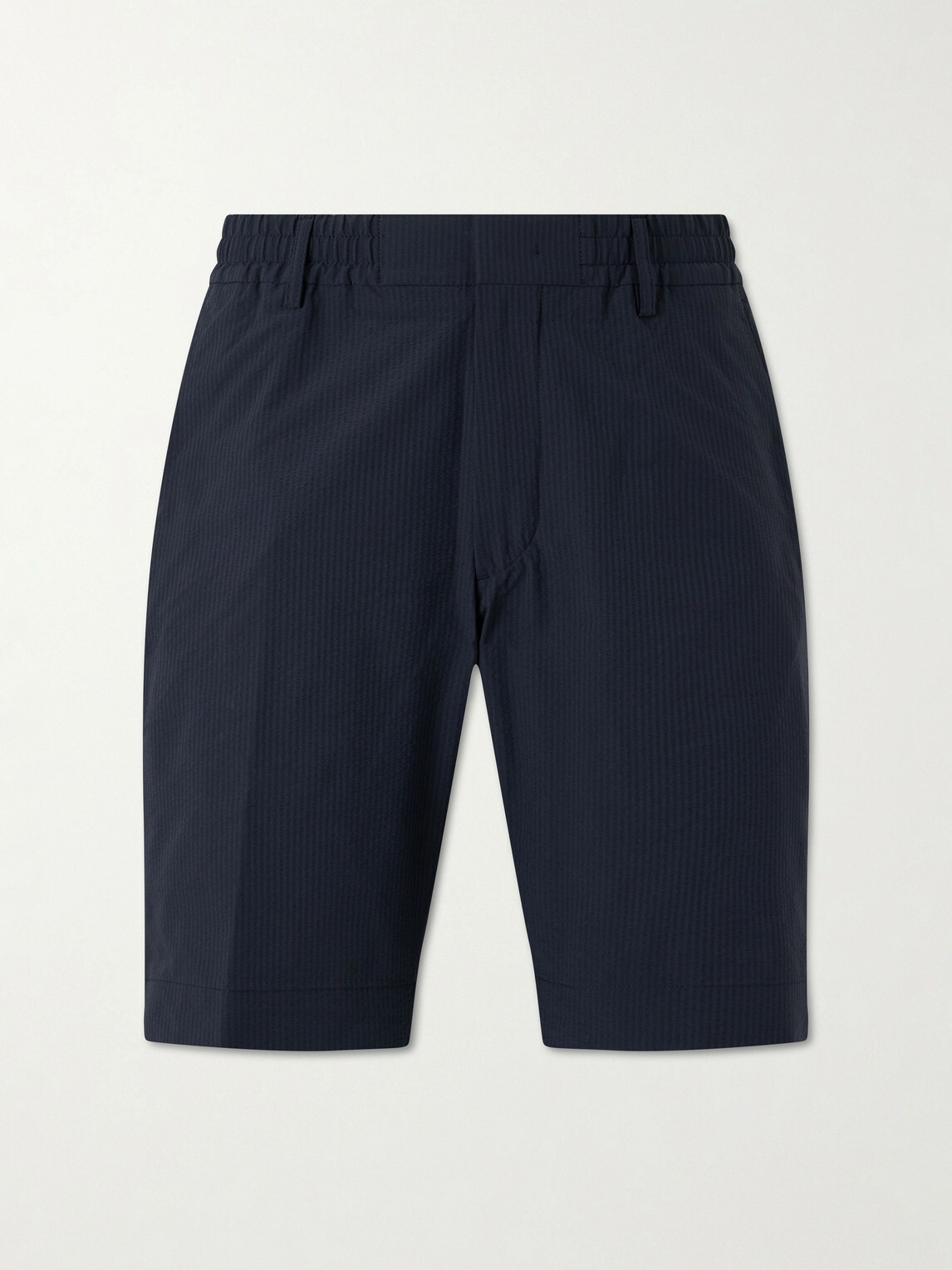 NN07 - Billie Straight-Leg Striped Seersucker Shorts - Blue