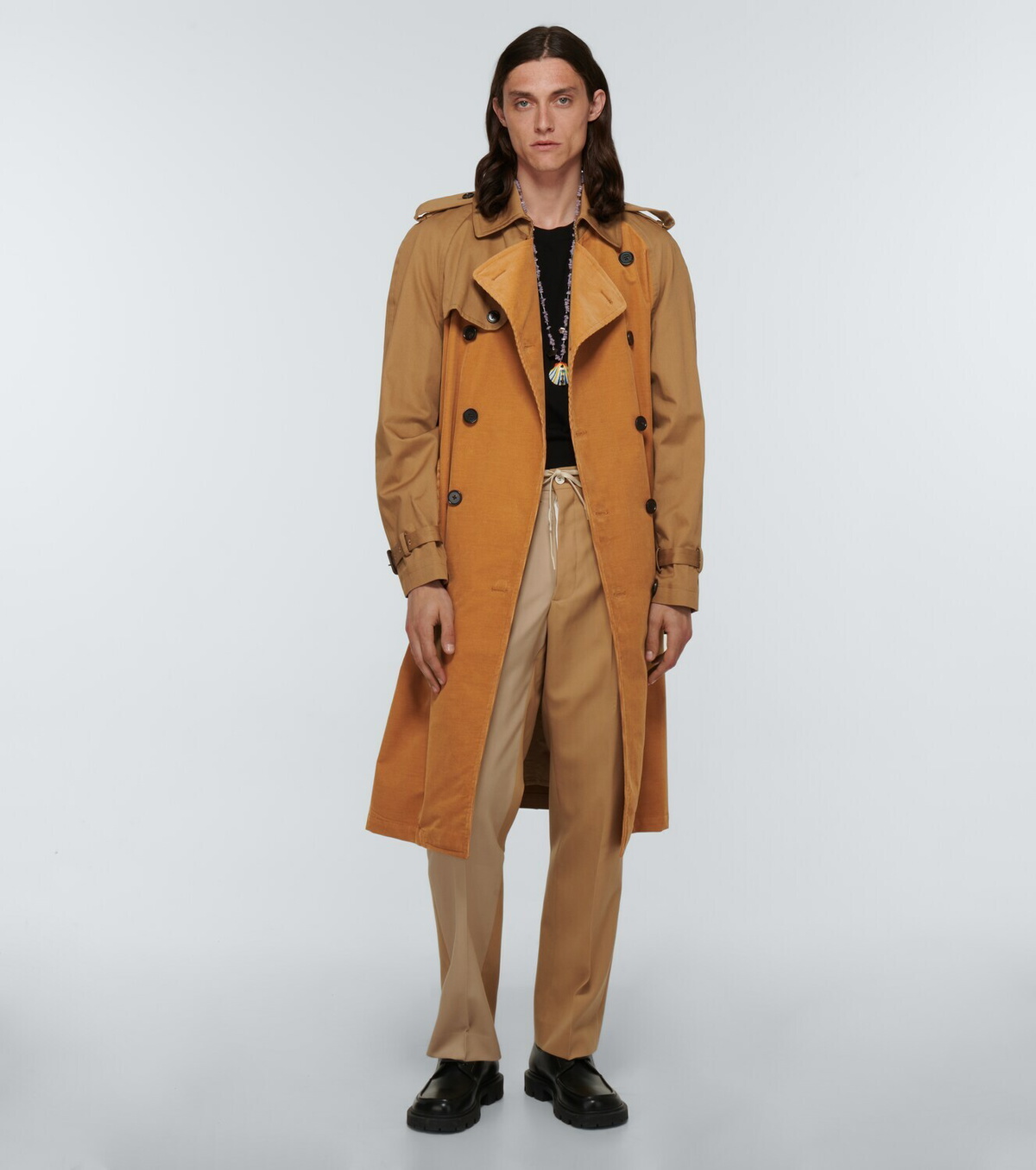 Marni Corduroy and gabardine trench coat Marni