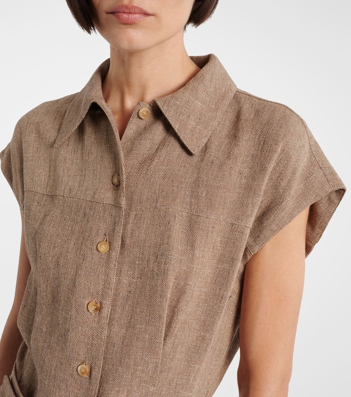 Loro Piana Maise belted linen crêpe shirt dress