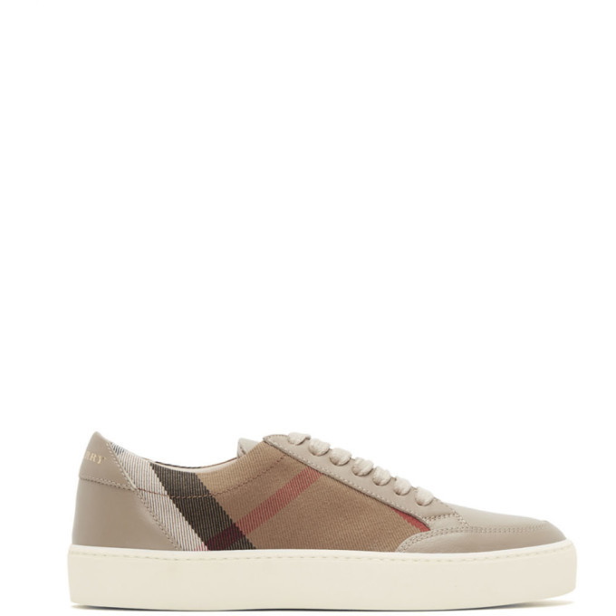 Photo: Burberry Taupe Salmond Check Sneakers