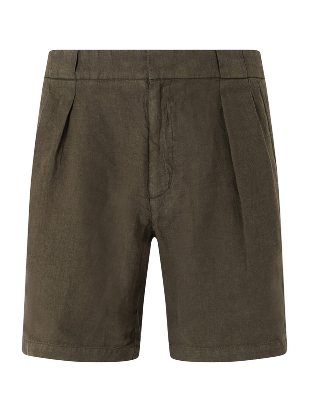 Photo: Mr P. - Straight-Leg Pleated Linen Shorts - Green