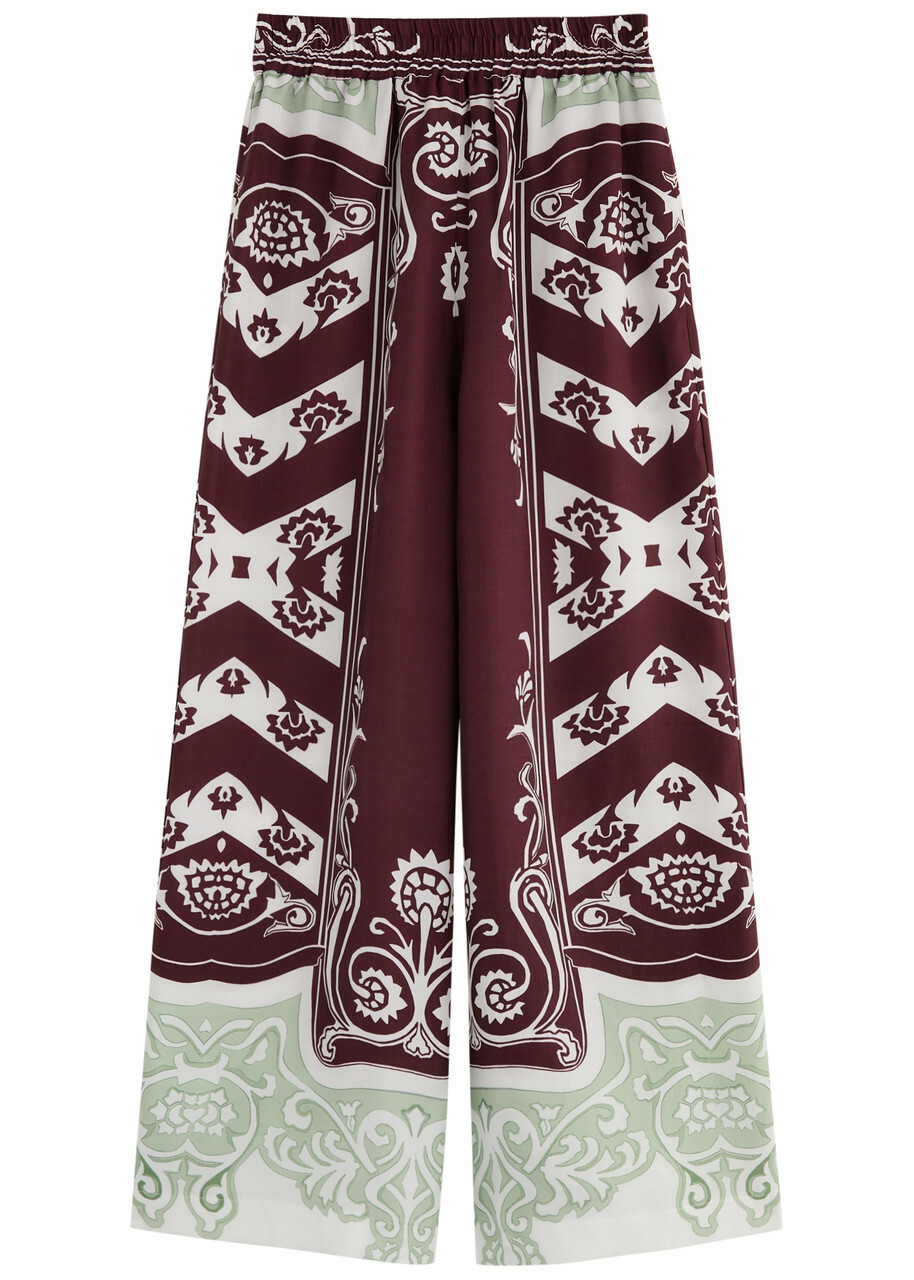 Lug Von Siga Madison Printed Wide-leg Satin Trousers Red